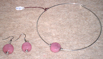 Halsband + örhängen, rosa