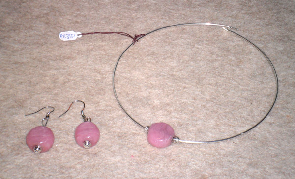 Halsband + rhngen, rosa